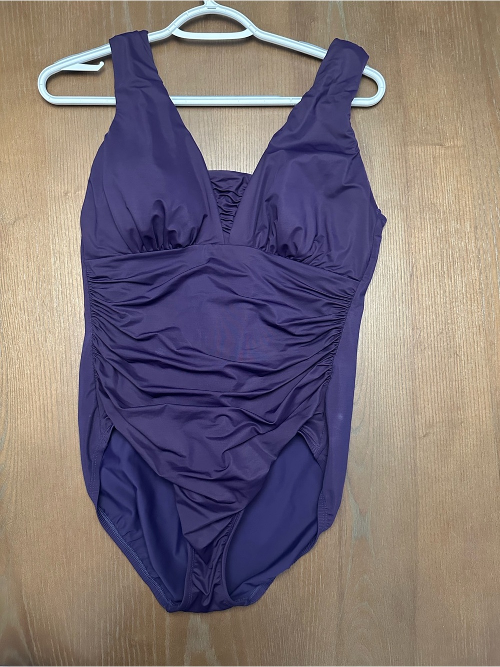 Lands End Ruche Front One-Piece Swimsuit - Deep Purple